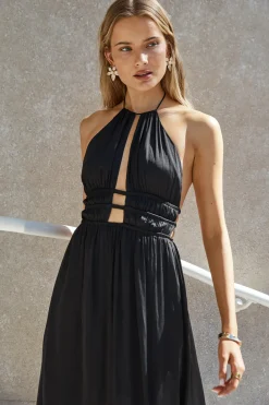 Happy Hour Halter Maxi Dress Black
