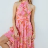 Harriette Halter Maxi Dress Pink