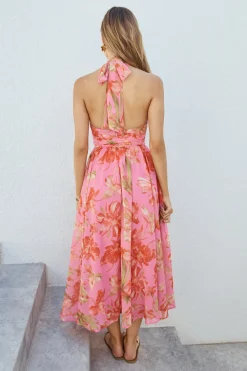 Harriette Halter Maxi Dress Pink