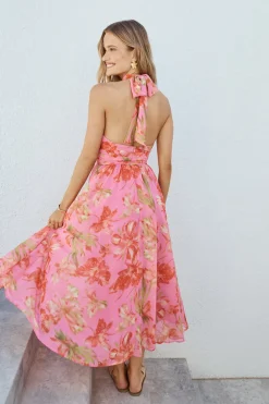 Harriette Halter Maxi Dress Pink