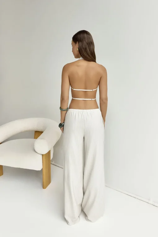 Heather Pant Stone Pinstripe