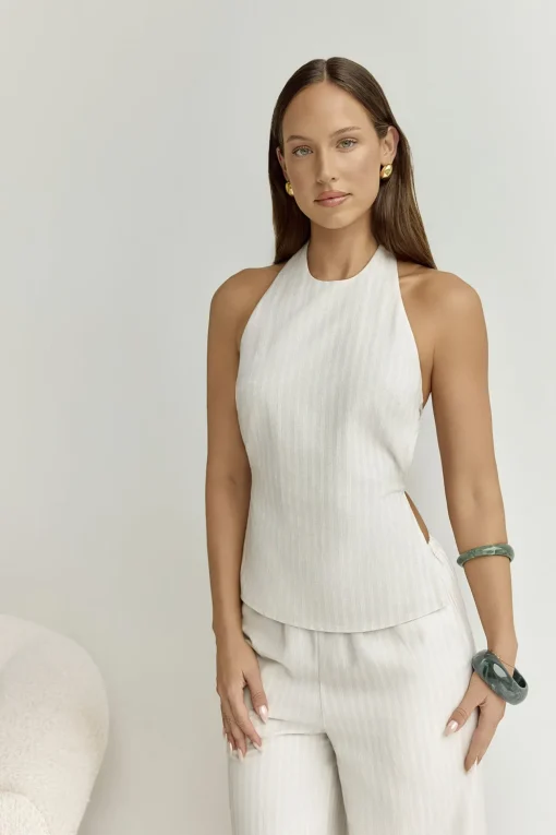 Heather Top Stone Pinstripe