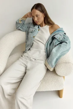Heather Top Stone Pinstripe