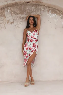 HELLO MOLLY Pretty Petal Girl Midi Dress Red