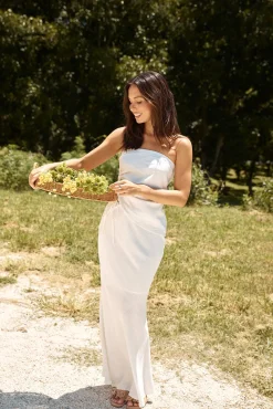 Hidden Oasis Linen Maxi Skirt White
