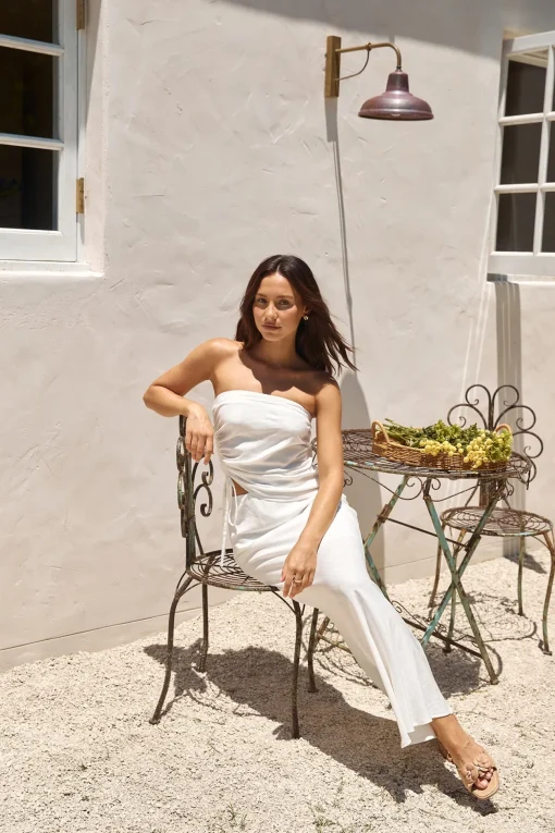 Hidden Oasis Linen Maxi Skirt White