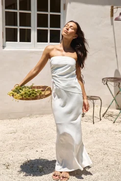 Hidden Oasis Linen Maxi Skirt White