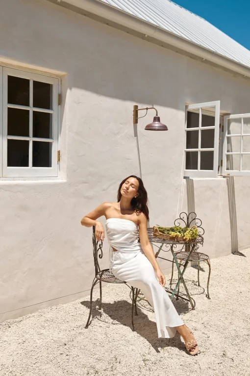 Hidden Oasis Linen Maxi Skirt White