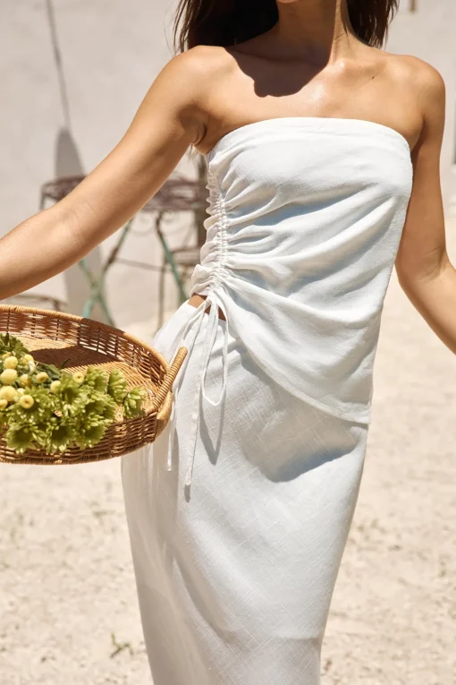 Hidden Oasis Linen Maxi Skirt White