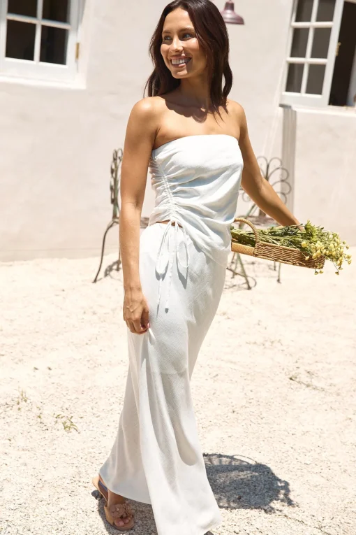 Hidden Oasis Linen Maxi Skirt White