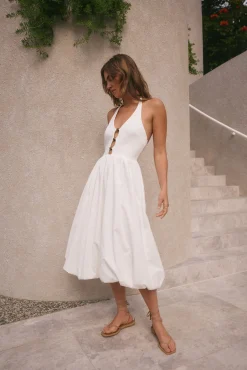 High Tide Halter Midi Dress White