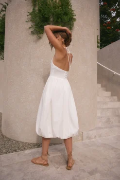 High Tide Halter Midi Dress White