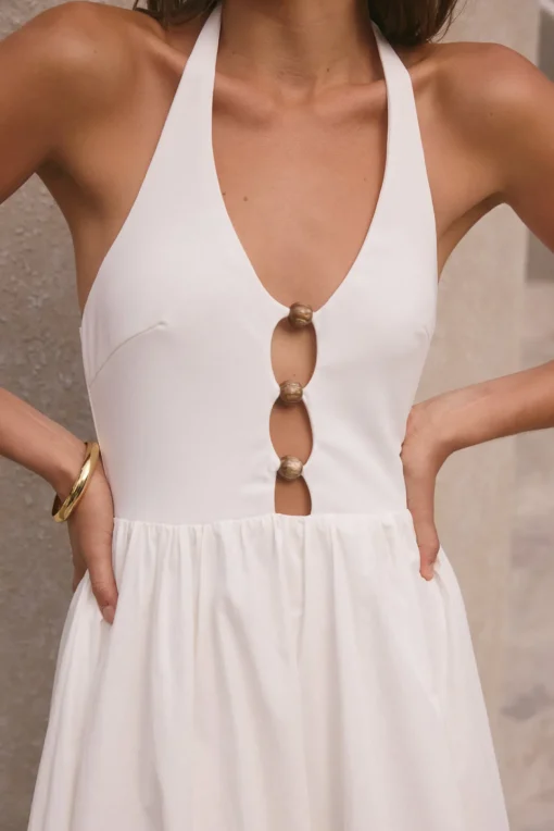 High Tide Halter Midi Dress White