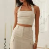 Hoping For Something Crop Top Beige
