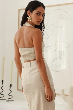 Hoping For Something Crop Top Beige