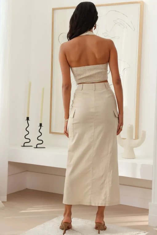 Hoping For Something Midi Skirt Beige