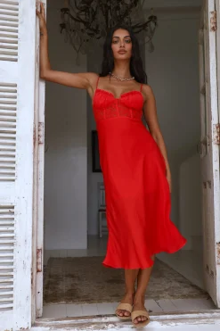 In This Lifetime Midi Dress Red