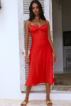 In This Lifetime Midi Dress Red