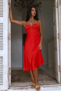 In This Lifetime Midi Dress Red