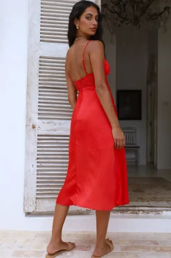 In This Lifetime Midi Dress Red