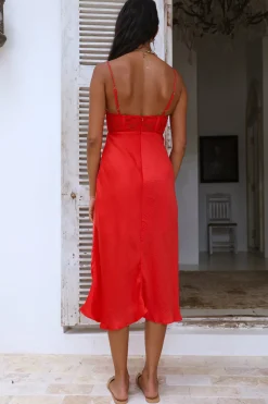 In This Lifetime Midi Dress Red