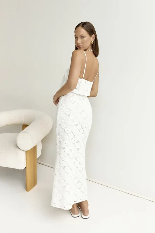 Island Calm Embroidered Crop Top White