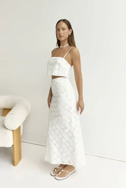 Island Calm Embroidered Crop Top White