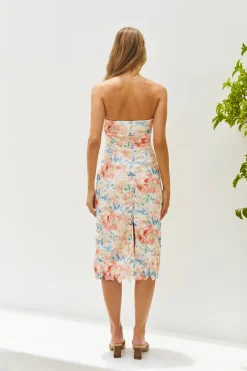 Island Dreams Strapless Midi Dress Peach