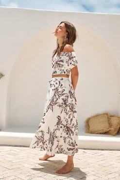 Island Whisper Maxi Skirt Brown