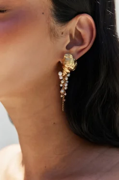 18K Gold Plated Hearing Waves Earrings Gold