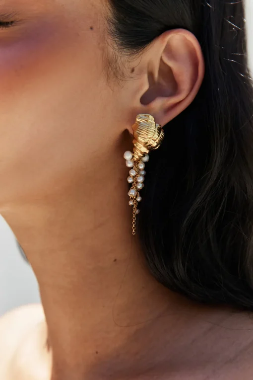 18K Gold Plated Hearing Waves Earrings Gold