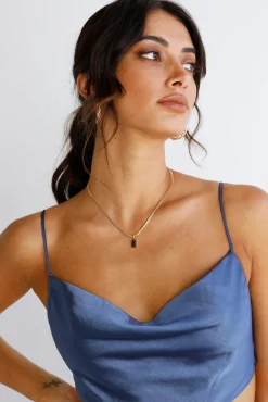 18k Gold Plated Looking Glass Necklace Black