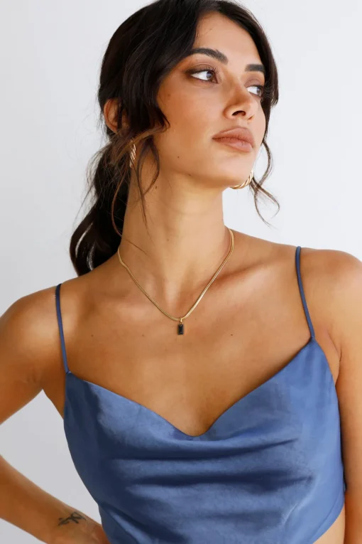 18k Gold Plated Looking Glass Necklace Black