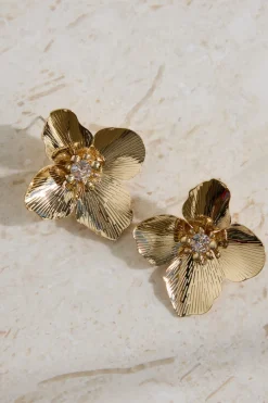 18K Gold Plated Open Heart Earrings Gold