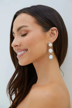 18K Gold Plated Precious Pearls Earrings Silver
