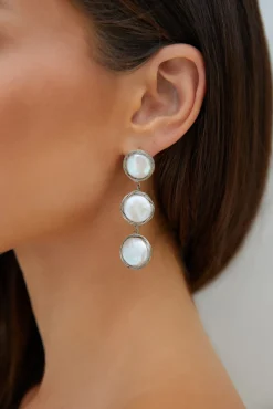 18K Gold Plated Precious Pearls Earrings Silver