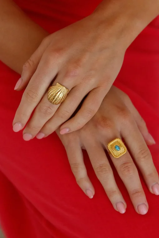 18K Gold Plated Shimmering Treasure Ring Gold