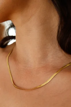 18k Gold Plated Sleek Snake Necklace Gold