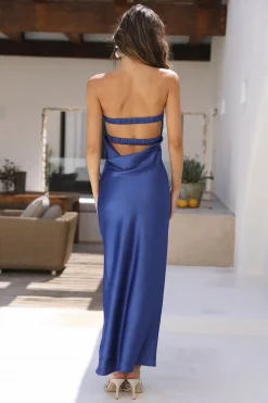 Laced With Gold Maxi Dress Blue