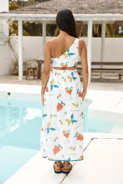 Lemon Wedge One Shoulder Crop Top Green