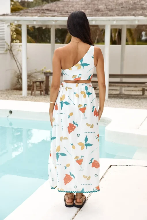 Lemon Wedge One Shoulder Crop Top Green
