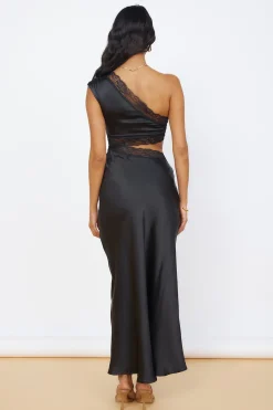 Limitless Love Satin Maxi Dress Black
