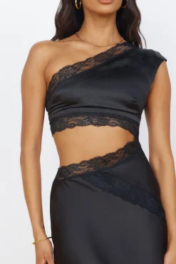 Limitless Love Satin Maxi Dress Black