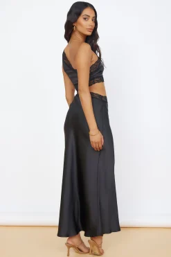 Limitless Love Satin Maxi Dress Black