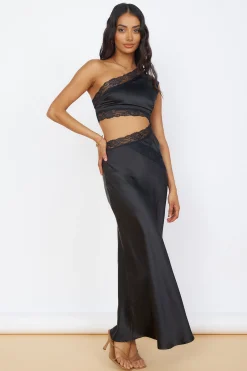 Limitless Love Satin Maxi Dress Black