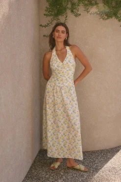 Limoncello Halter Maxi Dress Yellow