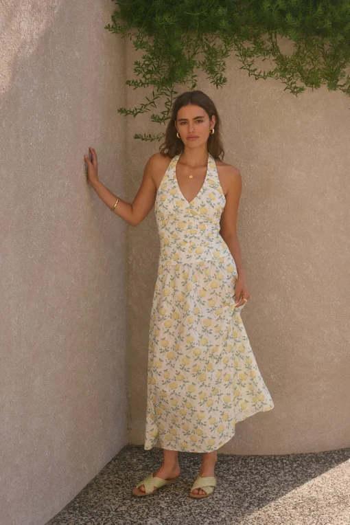 Limoncello Halter Maxi Dress Yellow