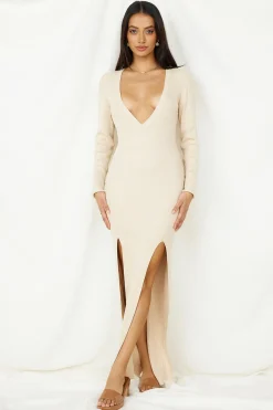 LIONESS Opulence Maxi Dress Beige