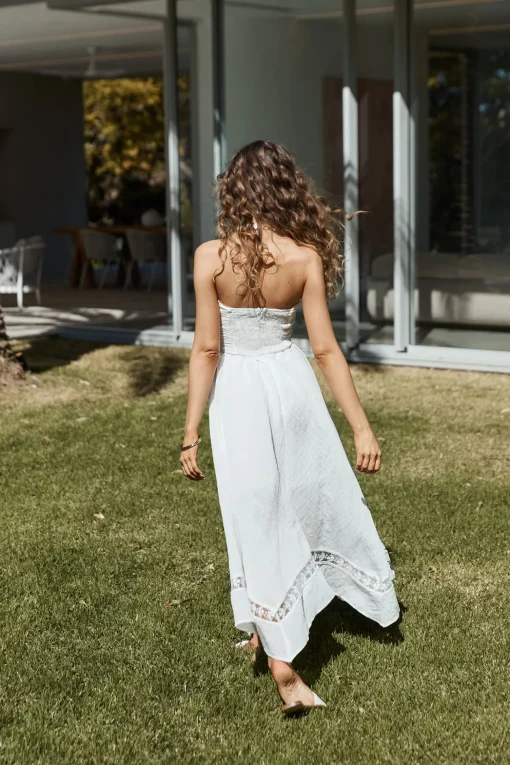 Lucia Strapless Midi Dress White