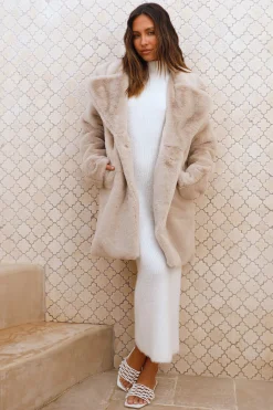 Luxe Life Faux Fur Jacket Beige